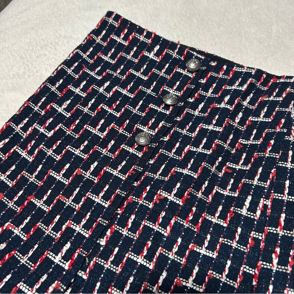 NWT Talbots size 16 tweed wrap style pencil skirt fringe hem business casual - Picture 5 of 10